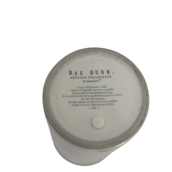 Rae Dunn ceramic large cream tumbler one lid travel coffee tea mug cup bundle - Picture 8 of 14